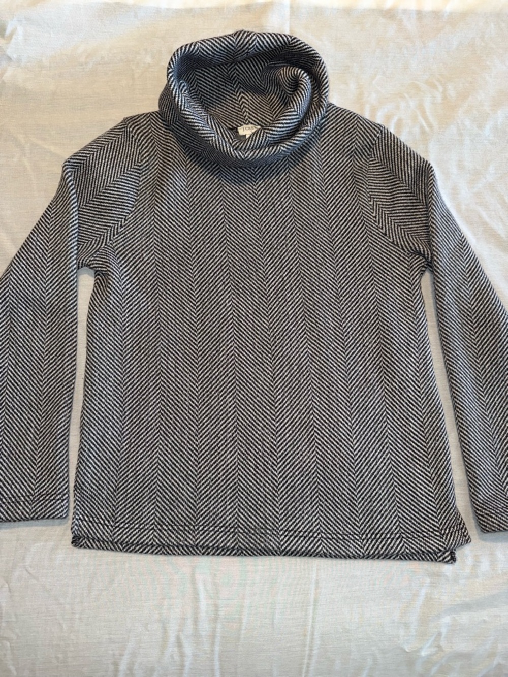 J Crew Turtleneck Herringbone Knit Sweater - Black & White